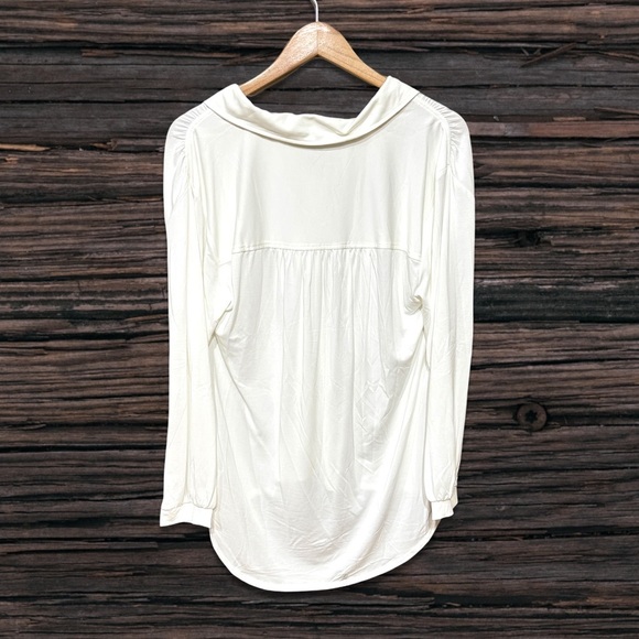 Another Love White Button Down Shirt with Notched Collar and Relaxed Fit - Picture 2 of 3